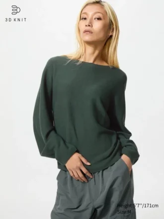 3D Knit bomullsgenser med voluminøse ermer for kvinner