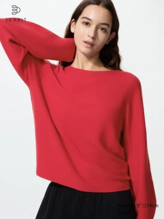 3D Knit bomullsgenser med voluminøse ermer for kvinner