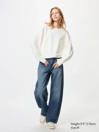 3D Knit bomullsgenser med voluminøse ermer for kvinner
