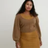 3D Knit-strikket langermede genser for kvinner