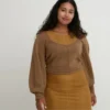 3D Knit-strikket langermede genser for kvinner