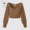 3D Knit-strikket langermede genser for kvinner