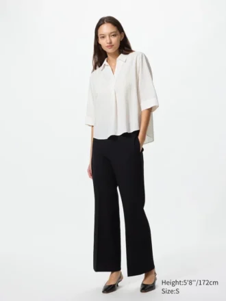Bluser med skipperkrage og 3/4-ermer i rayon for damer | Stripet