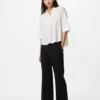 Bluser med skipperkrage og 3/4-ermer i rayon for damer | Stripet
