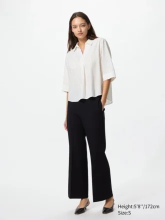 Bluser med skipperkrage og 3/4-ermer i rayon for damer | Stripet