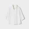 Bluser med skipperkrage og 3/4-ermer i rayon for damer | Stripet