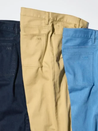 Bred, rett fargejeans for menn