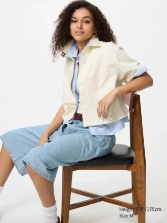 Denimskjorte for kvinner | Halv erme