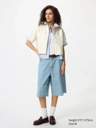 Denimskjorte for kvinner | Halv erme