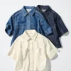 Denimskjorte i boksform for kvinner | Halv erme
