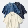 Denimskjorte i boksform for kvinner | Halv erme