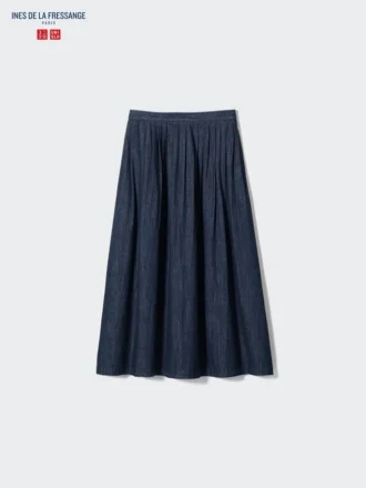 Denimskjørt med rynk for kvinner