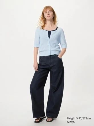 Gjennomsiktig blonder-cardigan for damer | Korte ermer