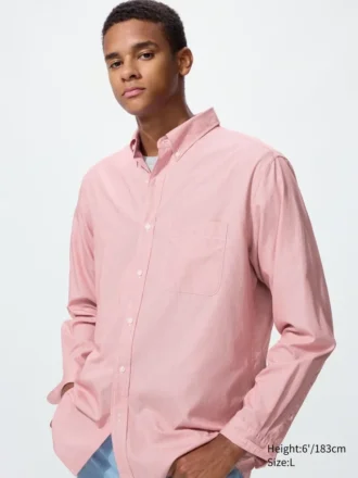 Herre-skjorte i bredvevd stoff | Button-down | Hairline-stoff