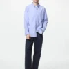 Herre-skjorte i bredvevd stoff | Button-down | Hairline-stoff