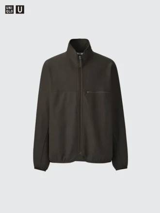 Herreblousonjakke i børstet jersey med glidelås