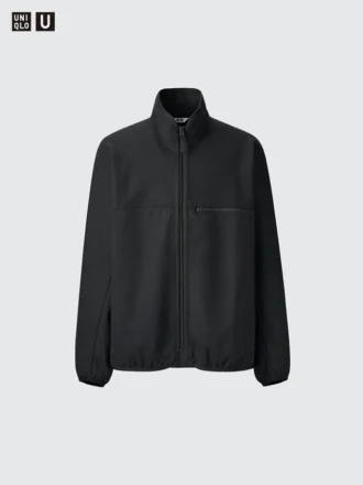 Herreblousonjakke i børstet jersey med glidelås