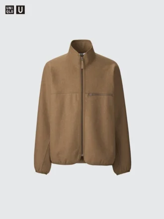 Herreblousonjakke i børstet jersey med glidelås