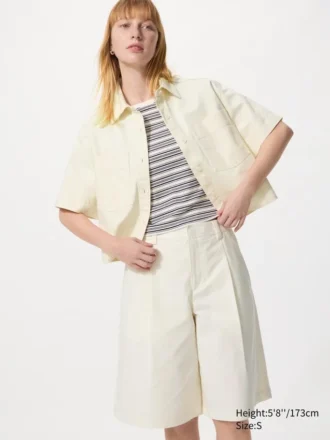 Jersey-plisserte lange Shorts für damer