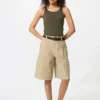Jersey-plisserte lange Shorts für damer