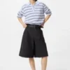 Jersey-plisserte lange Shorts für damer