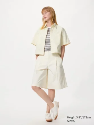 Jersey-plisserte lange Shorts für damer