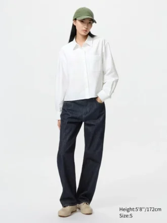 Kort Oxford-skjorte for kvinner