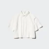 Kort, boksformet skjorte i nylon for damer | Halv erme