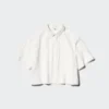 Kort, boksformet skjorte i nylon for damer | Halv erme