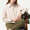 Kort Oxford-skjorte for damer | Stripet
