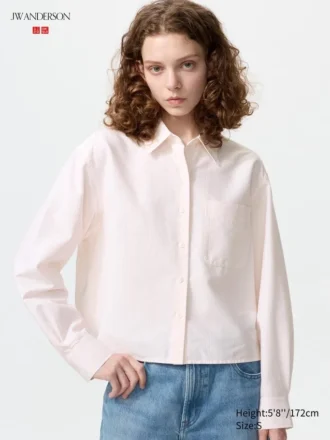 Kort Oxford-skjorte for damer | Stripet