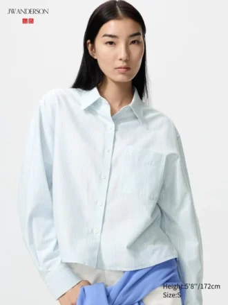 Kort Oxford-skjorte for damer | Stripet