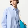 Kort Oxford-skjorte for damer | Stripet