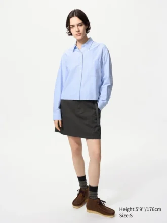 Kort Oxford-skjorte for damer | Stripet