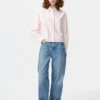 Kort Oxford-skjorte for damer | Stripet