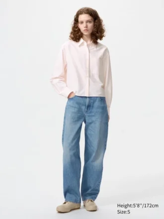 Kort Oxford-skjorte for damer | Stripet