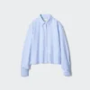 Kort Oxford-skjorte for damer | Stripet