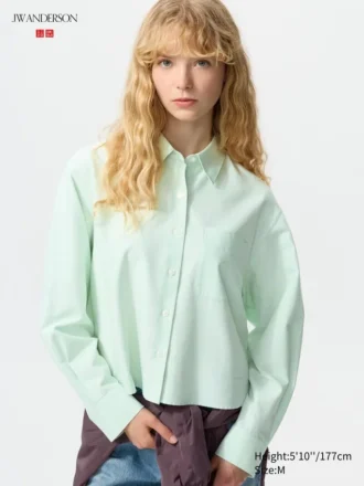 Kort Oxford-skjorte for kvinner