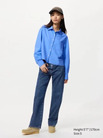 Kort Oxford-skjorte for kvinner