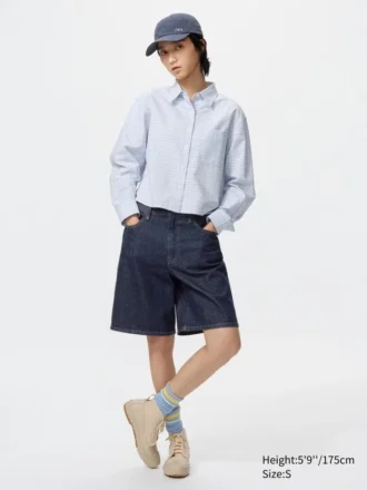 Kort Oxford-skjorte for kvinner | Rutete