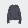 Kort ribbestrikket cardigan i merinoull for damer