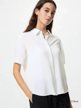 Kortærmet bluse i rayon for damer