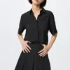 Kortærmet bluse i rayon for damer
