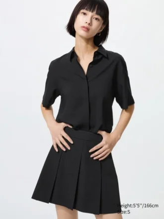 Kortærmet bluse i rayon for damer