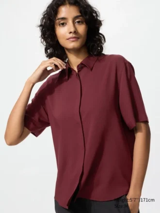 Kortærmet bluse i rayon for damer