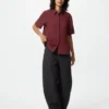 Kortærmet bluse i rayon for damer