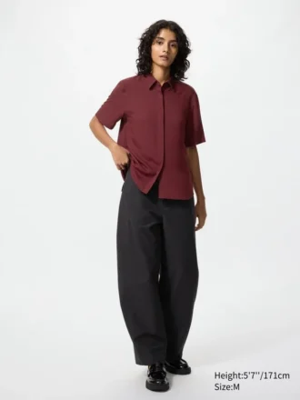 Kortærmet bluse i rayon for damer