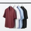 Kortærmet bluse i rayon for damer