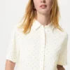 Kortærmet bluse i rayon for damer | Prikk
