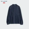 Kortærmet denim-Shorts-skjorte for damer